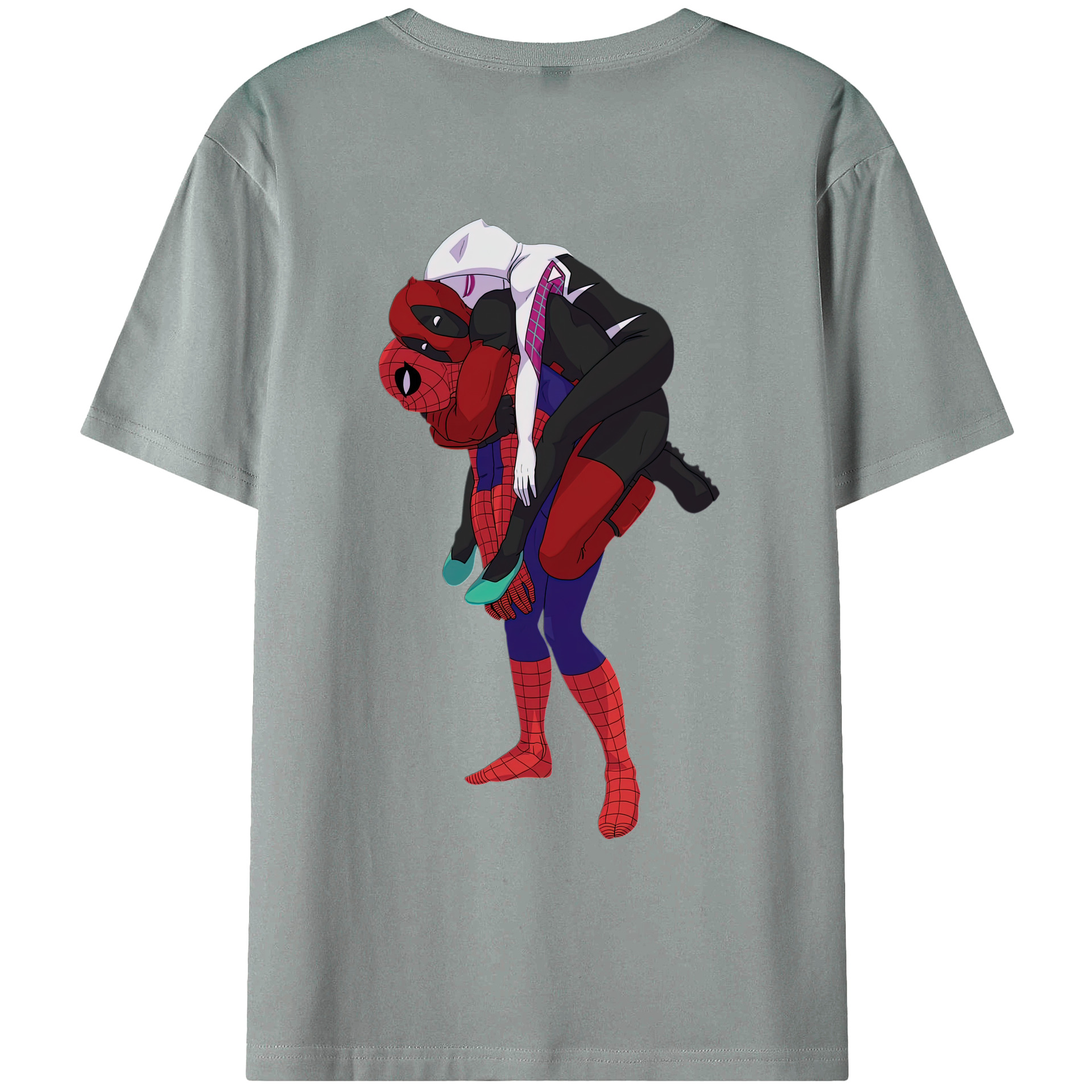 （画像用） Deadpool デッドプール 綿100％ メンズ半袖Tシャツ（バックプリント） 通気性